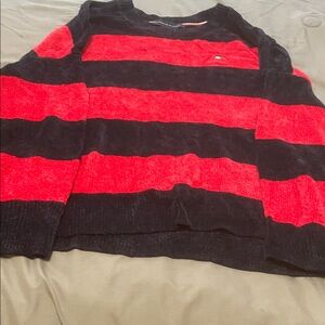 Tommy Hilfiger Red and Black Striped Long Sleeve Tee